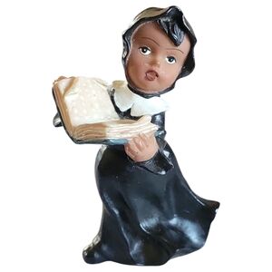 Vtg Black Nun Catholic Sister Choir Singing Girl Figurine Statue K's Collection